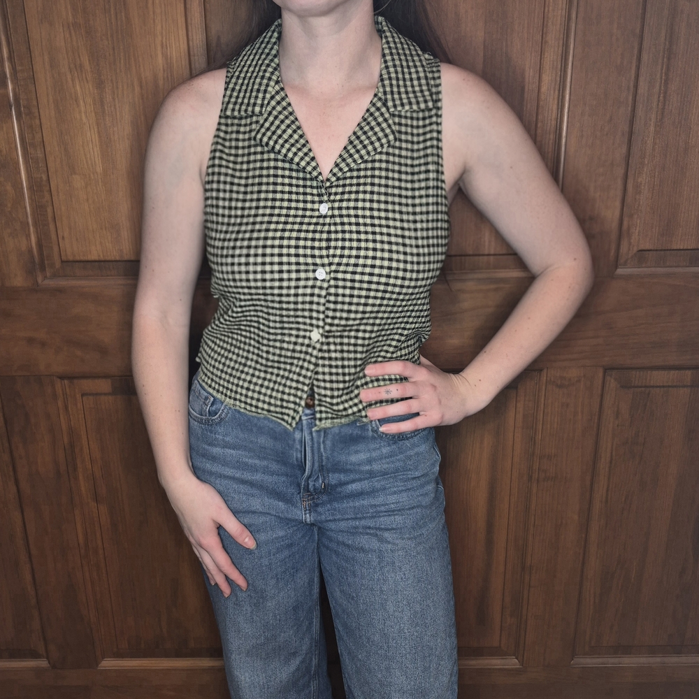 Sleeveless Button-Up Top